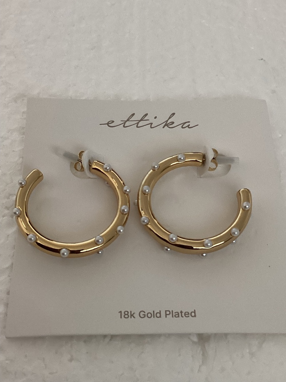 ettika Gold-Plated Hoop Earrings with Pearl Accents